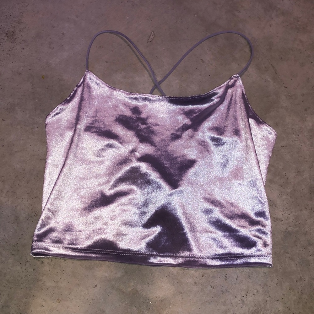 Open back cropped velvet tank top